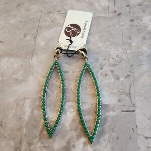 Stony Green Beaded Dangle Fashion Earrings